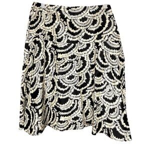 The Limited A Line Skirt Size 10 100% Silk Black & White Pattern Side Zip MIDI